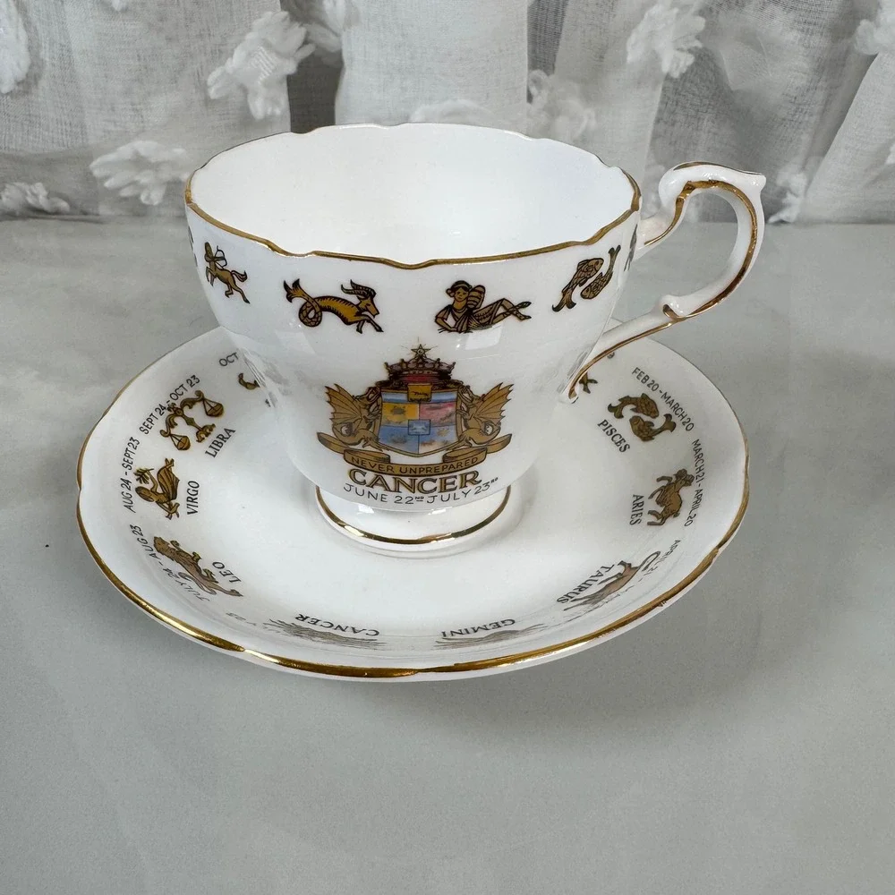 Signs of the Zodiac‎ Regal Bone China Cancer Cup and Saucer Made in England